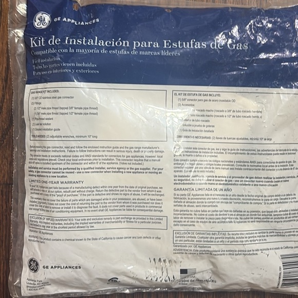 GE Gas Range Installation Kit (Model PM15X103)
Universal fit - Picture 7 of 7